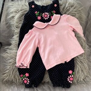 Pink and Navy Floral Baby Outfit